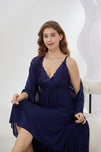 Sajiero 4-Piece Pure Silk Nightwear Set - Rosvian Blue