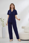 Sajiero 4-Piece Pure Silk Nightwear Set - Rosvian Blue
