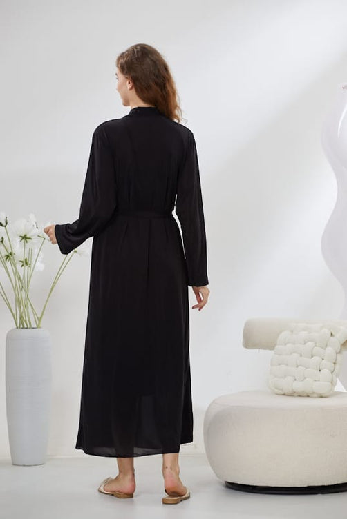 Sajiero 4-Piece Pure Silk Nightwear Set - Rosvian Black