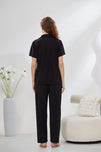 Sajiero 4-Piece Pure Silk Nightwear Set - Rosvian Black
