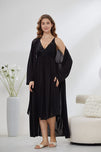 Sajiero 4-Piece Pure Silk Nightwear Set - Rosvian Black