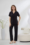 Sajiero 4-Piece Pure Silk Nightwear Set - Rosvian Black