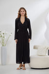 Sajiero 4-Piece Pure Silk Nightwear Set - Rosvian Black