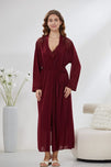 Sajiero 4-Piece Pure Silk Nightwear Set - Rosvian Maroon