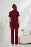 Sajiero 4-Piece Pure Silk Nightwear Set - Rosvian Maroon