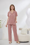 Sajiero 4-Piece Pure Silk Nightwear Set - Rosvian Pink