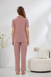 Sajiero 4-Piece Pure Silk Nightwear Set - Rosvian Pink