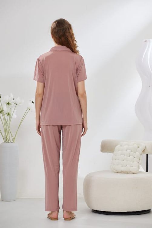 Sajiero 4-Piece Pure Silk Nightwear Set - Rosvian Pink