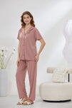 Sajiero 4-Piece Pure Silk Nightwear Set - Rosvian Pink
