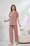 Sajiero 4-Piece Pure Silk Nightwear Set - Rosvian Pink