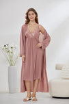 Sajiero 4-Piece Pure Silk Nightwear Set - Rosvian Pink