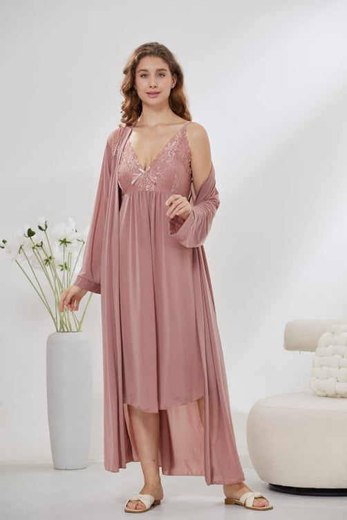 Sajiero 4-Piece Pure Silk Nightwear Set - Rosvian Pink