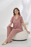 Sajiero 4-Piece Pure Silk Nightwear Set - Rosvian Pink