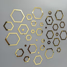 Golden Hexagon Wall Art Set Modern Mirror Decor