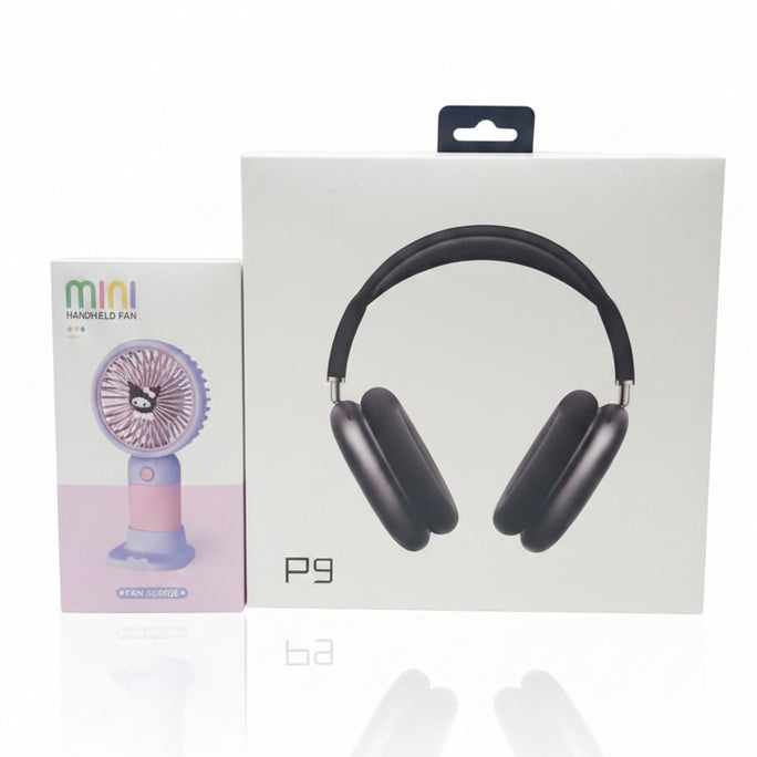 Mini Handheld Fan + M9 Wireless Gaming Headphones Combo Deal | Portable Rechargeable Fan & Bluetooth Gaming Headset