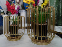 Metal Cage With Ceramic Vase