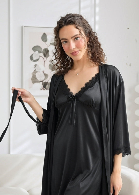 Sajiero Gown Set - Sera Silk - Black