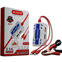 DK Power DK-03 4-in-1 Multi-Port High-Speed 12V Battery DC Mobile Charger