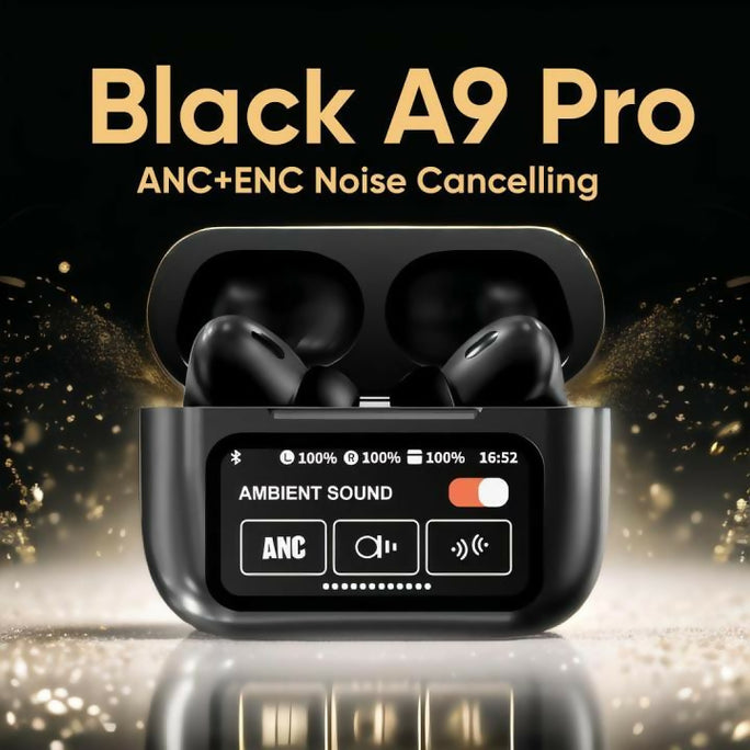 🔥Black LIMITED TIME DEAL: 90% OFF! 🔥 Black A9 Pro Ear buds – Premium Air Pods ANC+ENC earbuds Noise Cancelling airpods | Wireless Bluetooth Earphones & Airpods Alternative | Immersive Ambient Sound, All-Day Battery! earphone