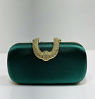 Luxury Textured Hard Case Clutch Bag for Women - Crystal Embellished Top Handle Evening Purse