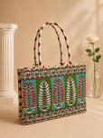 Luxury Ethnic Block Print Tote Bag for Women - Large Fabric Shoulder Bag for Shopping, Office & Travel