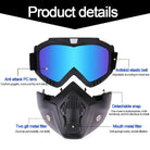 Motorcycle Riding Mask Goggles – Detachable Face Mask with UV Protective Lens for Bike, Ski & Off-Road (18cm Frame)