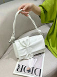 Quilted Leather Bow Accent Crossbody Handbag for Women - Stylish Shoulder Bag