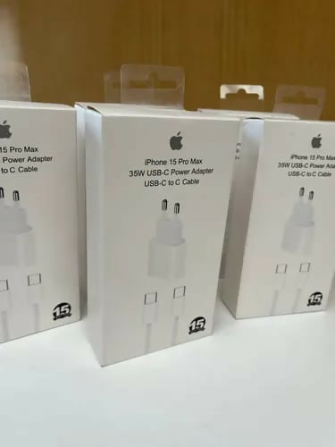 Genuine Apple iPhone 15 Pro Max 20watt USB-C Fast Charger Adapter & Original USB-C to C Data Sync Cable | Authentic Power Delivery (PD) Wall Plug & Charging Cord