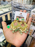 Pair of Elegant Geometric Kundan Square Drop Earrings