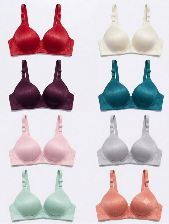 Bra for Women & Girls | Ladies Soft Textured Velvet Padded Wireless Bra | Floral Lace Full Coverage Comfortable Everyday Fancy Bra | Wide Strap Women's Innerwear Undergarments