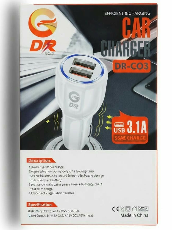 DR Gold Dual USB Car Charger (Fast Charging 3.1A)