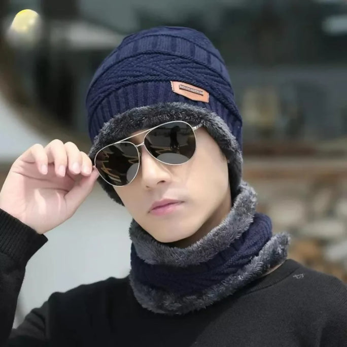 Wool Beanie & Neck Warmer Set for Men Women Winter Wear
