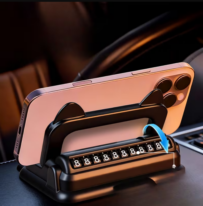 2-In-1 Multifunctional Car Mobile Phone Holder, Parking Number Plate And Phone Holder, Foldable Bracket, Car Interior Accessories Car Gadgets