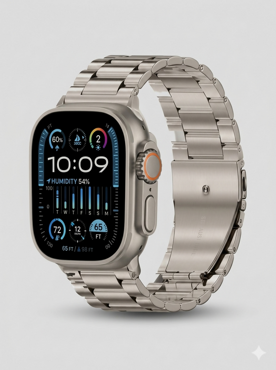 Ultra 3 Smartwatch 7-in-1 Set: Durable Stainless Steel Design, HD Display, Fitness Tracking & 7 Interchangeable Belts and chain walie