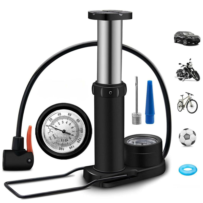 Gauge PUMP Original Portable Mini Foot Air Pump with Pressure Gauge