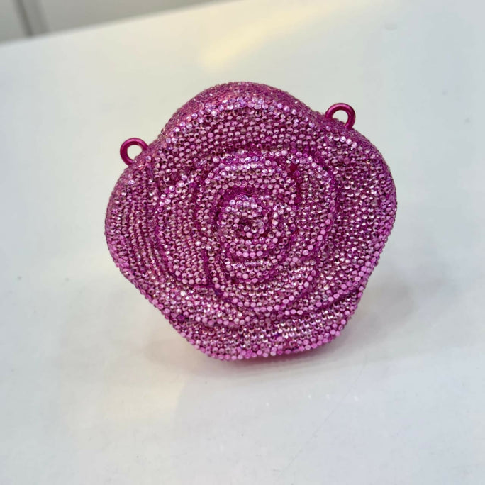 Elegant Rose Flower Rhinestone Crystal Clutch Bag for Women - Premium Hard Case Evening Crossbody Purse