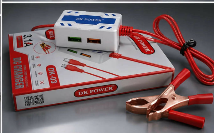 DK Power DK-03 4-in-1 Multi-Port High-Speed 12V Battery DC Mobile Charger