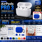 RED EARBUD PRO 3 WITH FREE SLICON CASE HIGH QUALITY