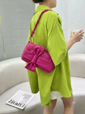 Quilted Leather Bow Accent Crossbody Handbag for Women - Stylish Shoulder Bag