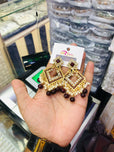 Pair of Elegant Geometric Kundan Square Drop Earrings