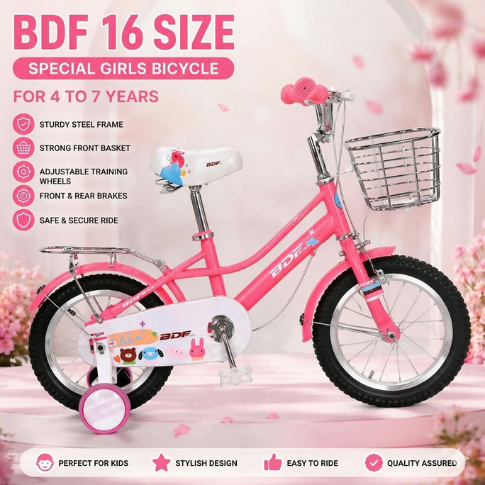 16 SIZE GIRL Cycle Drak Pink FOR 4 To 8 year girls special model with Basket