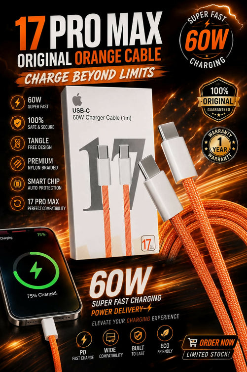 60W USB-C to USB-C Fast Charging Cable 17 Pro Max