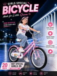 BDF 20" Girls Bicycle Light Pink with Steel Basket (Ages 7-13)