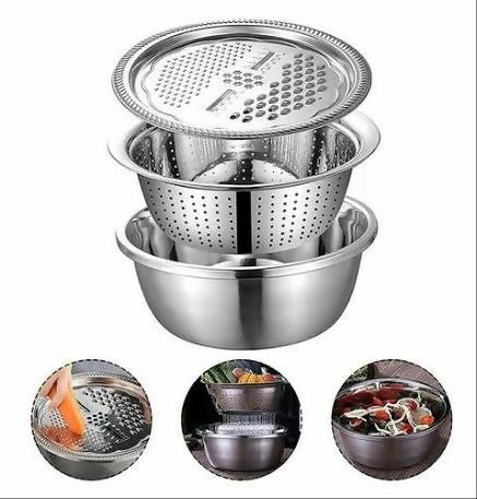 3in1 Stainless Steel Vegetable Slicer Cutter Bowl