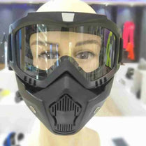 Motorcycle Riding Mask Goggles – Detachable Face Mask with UV Protective Lens for Bike, Ski & Off-Road (18cm Frame)