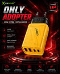 XPESPORT 120W Ultra Fast Charger Adapter | 4-Port Multi Fast Charging Block (Dual PD USB-C + Dual QC3.0) | Intelligent Chipset Safe & Smart Power Adapter For iPhone, Samsung, Xiaomi, OnePlus, Laptops & Tablets