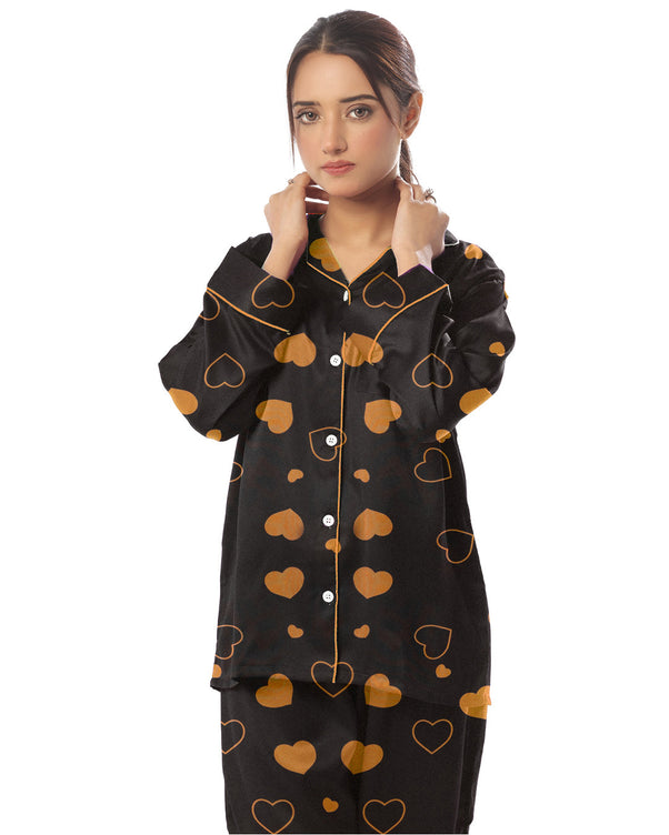 Sajiero Linen Pajama Suit with Scrunchie - Royal Dusk