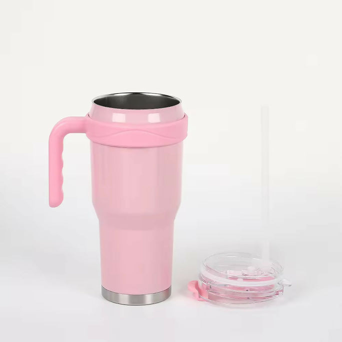 New 40 OZ Tumbler with Handle and Nozzle Straw Lid, Insulated Reusable Stainless Steel Travel Mug Keeps Drinks Cold up to 34 Hours