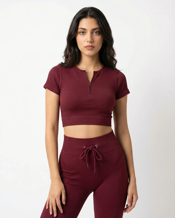 Sajiero Activewear Set - Zen Fit - Maroon