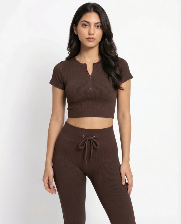 Sajiero Activewear Set - Zen Fit - Brown